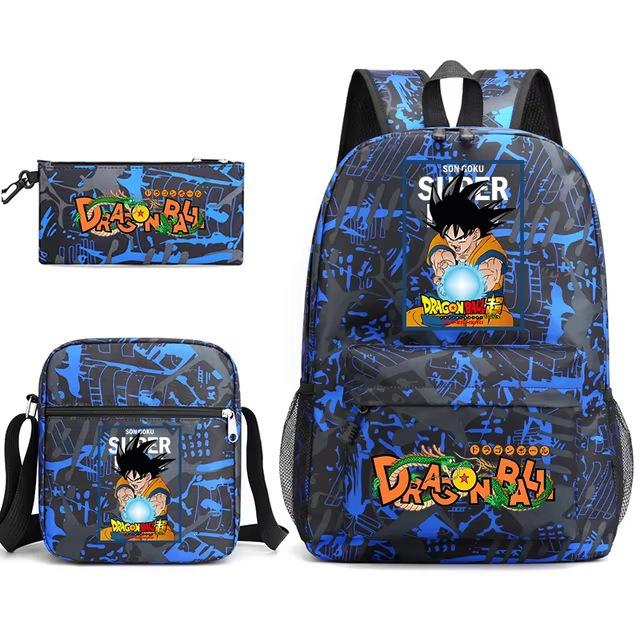 Dragon Ball Z Printed Backpack Set 3-Piece Casual School Bag For Boys And Girls Youth With Pencil Case Shoulder Bag