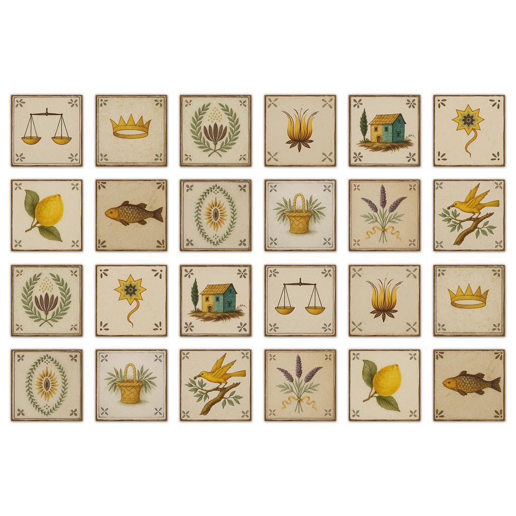 24 Pcs European Style Tile Wall Self-Adhesive Sticker Kitchen Bathroom Decorative Tile Stickers Glossy Crystal Wall Decals