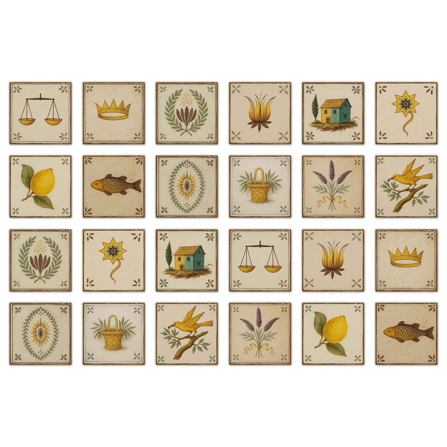 

24 шт. Самоклеючі наклейки на плитку в європейському стилі, Декоративні наклейки на плитку для кухні та ванної кімнати, Блискучі кристалічні наклейки на стіну 10*10cm*24PCS