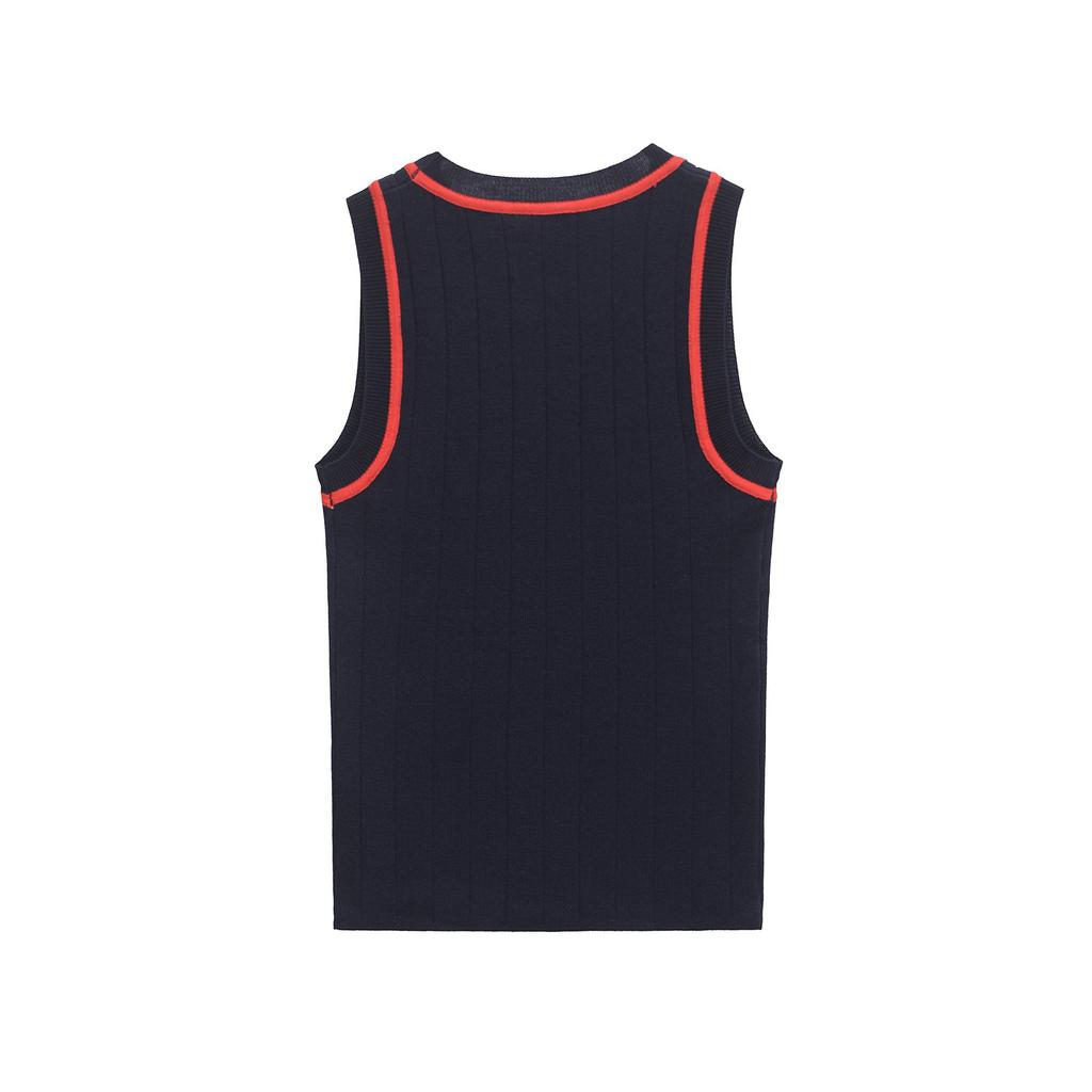 European and American Style, New Women's Clothing, Classic, Contrasting Color Needle Eye Decoration Sleeveless Knitting On 3519012