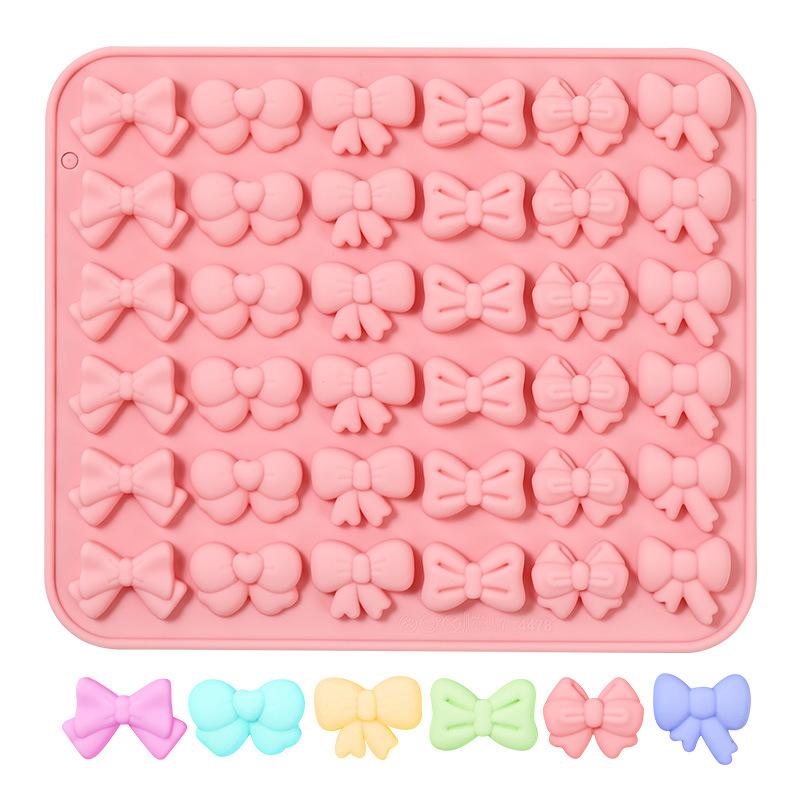 

Bow Silicone Molds With 6 Different Shapes, 36-Cavity Bow Chocolate Fondant Mold For Bowknot Cupcake, Cake , Sugar Craft розовый
