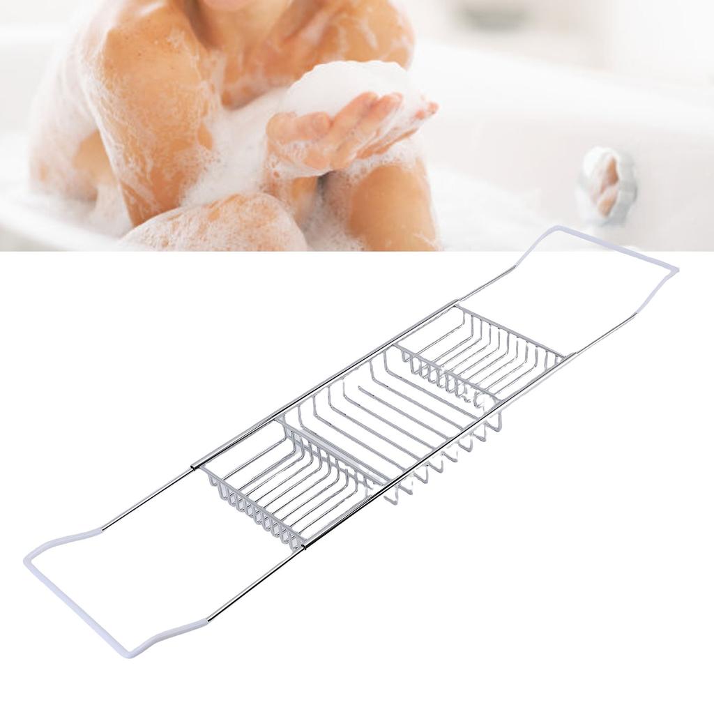 Taca do wanny ze stali nierdzewnej, rozszerzalna taca do wanny prysznicowej, luksusowe akcesoria łazienkowe