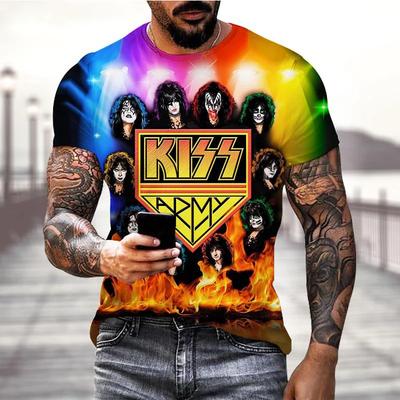 Rock Band T-Shirts Kiss 3D Druck Herren Damen Mode Cooles T-Shirt Kurzarm Hip Hop Streetwear Harajuku