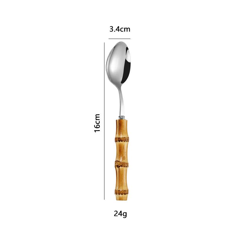 Qianxing Bamboo Handle 304 Stainless Steel Tea Spoons (10-Pack)