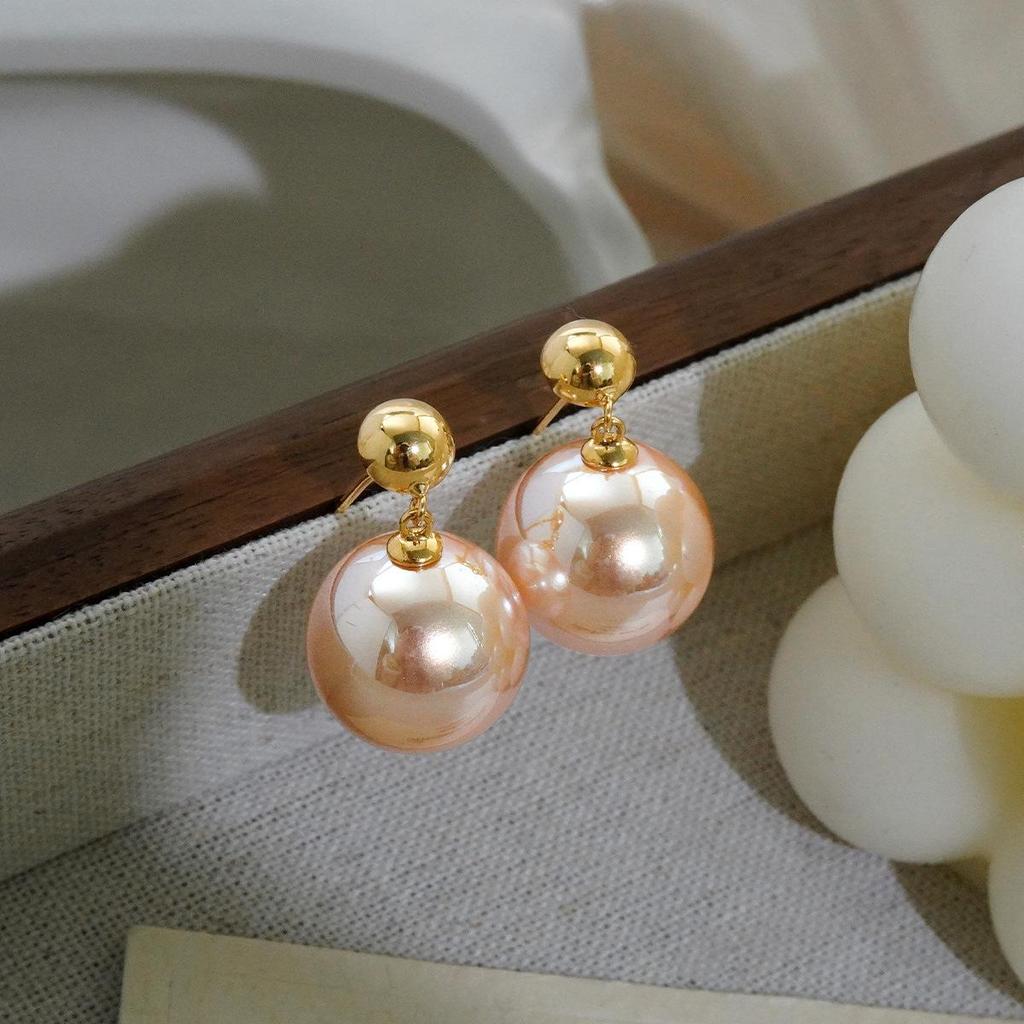 Eleganti Orecchini Pendenti con Perle Rosa e Chiusura a Perno in Argento Puro - Design di Lusso di Nicchia Colore Caffè 2025