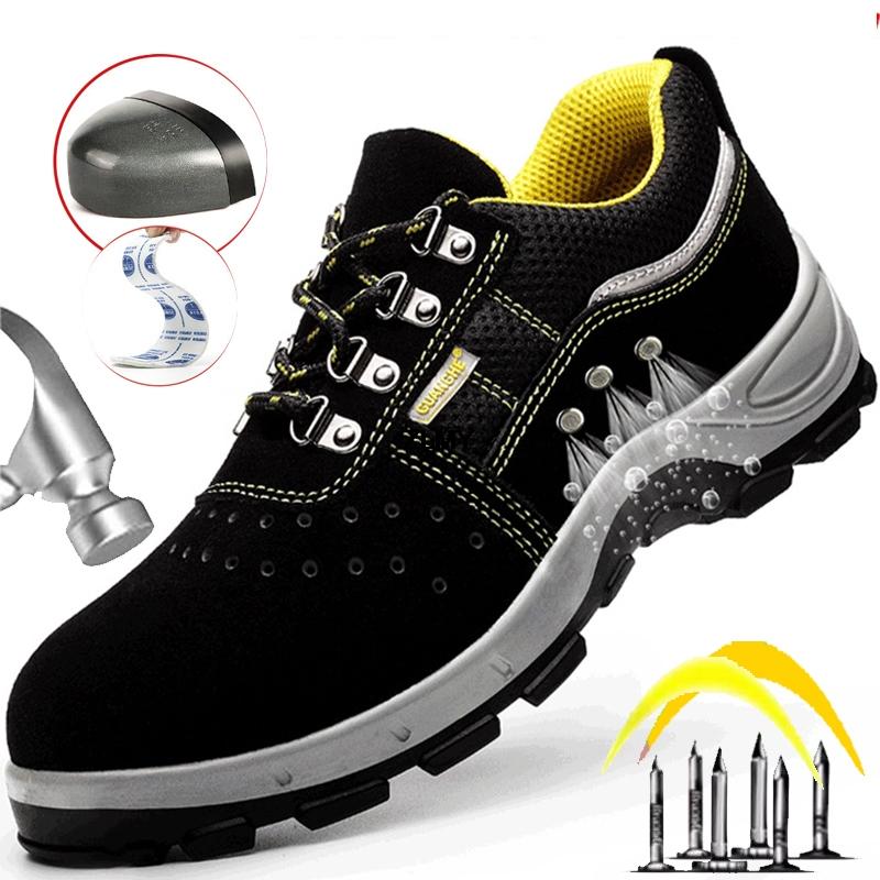Men's Puncture Proof Work Safety Shoes Steel Toe Boots Anti-smash Construction Low-cut Protective Footwear