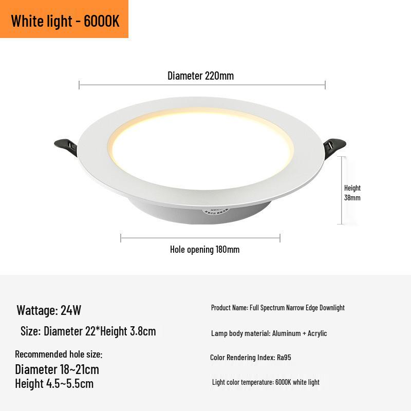 Ultra-thin Recessed LED Downlight – Eye Protection, 3.5/4/6 inch, Full Aluminum for Office, School, and Shop