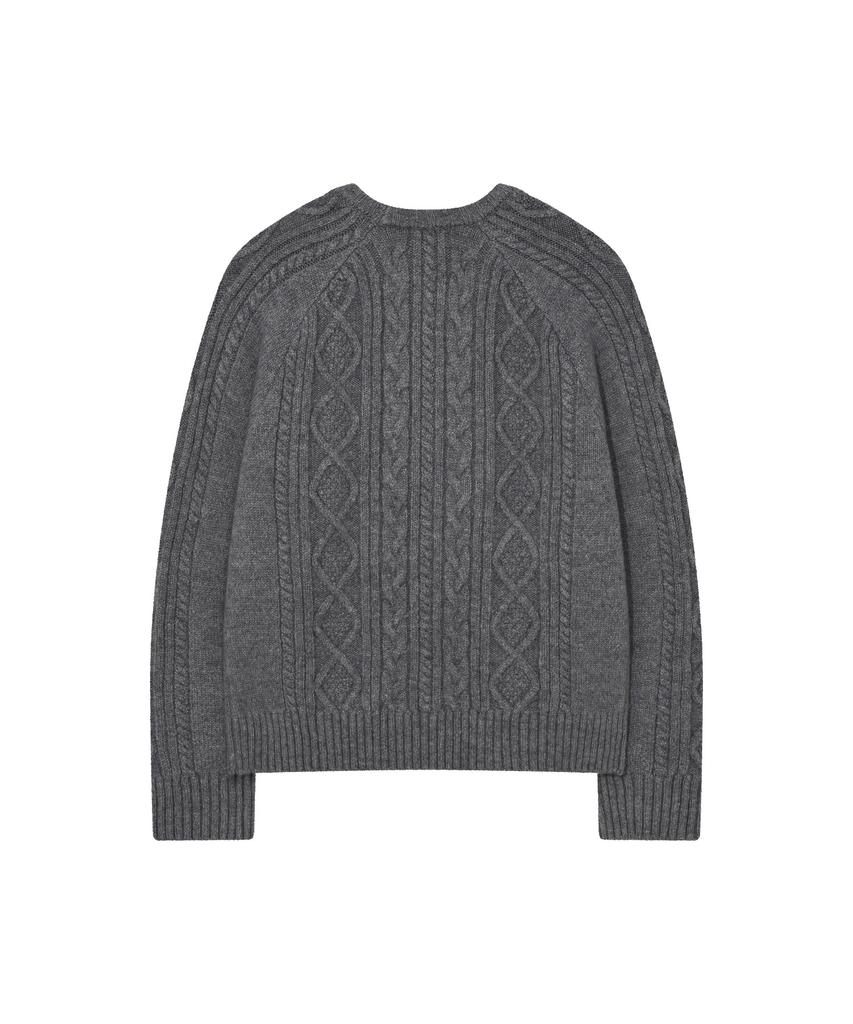 COVERNAT WOMAN Wool Blend Cable Knit Dusty Blue