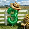 2pcs Farm Theme Party Balloon Set 32-Inch Green Number 0-9 Balloons Hat-Shaped Balloon Birthday Parties Anniversaries Decoration