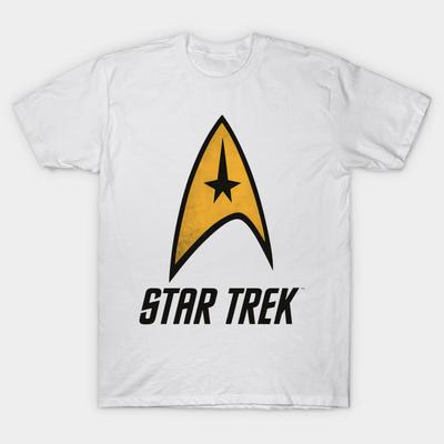 Men Black Print T-shirt Star Trek No-Cut Transfer Paper Print Cotton Tshirt