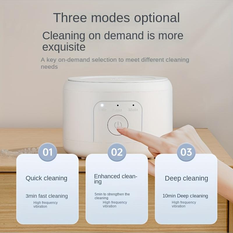 Portable USB Rechargeable Soundwave Technology Cleaner - Denture & Braces, Retainers, Invisible Braces, Toothbrush Heads & Jewelry