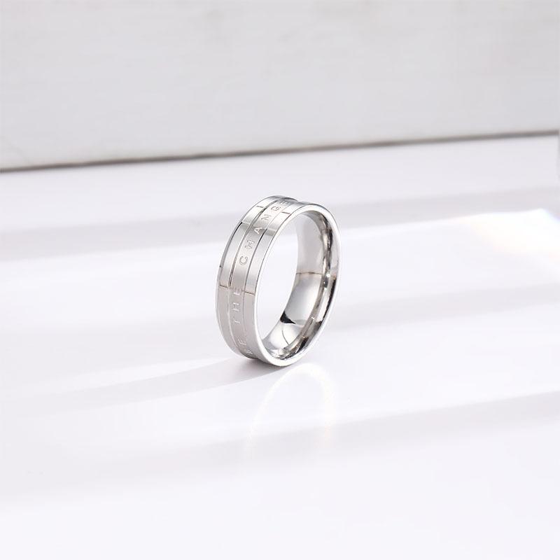 European and American Simple Wide Version English Titanium Steel Ring for Women Cold Style High-end