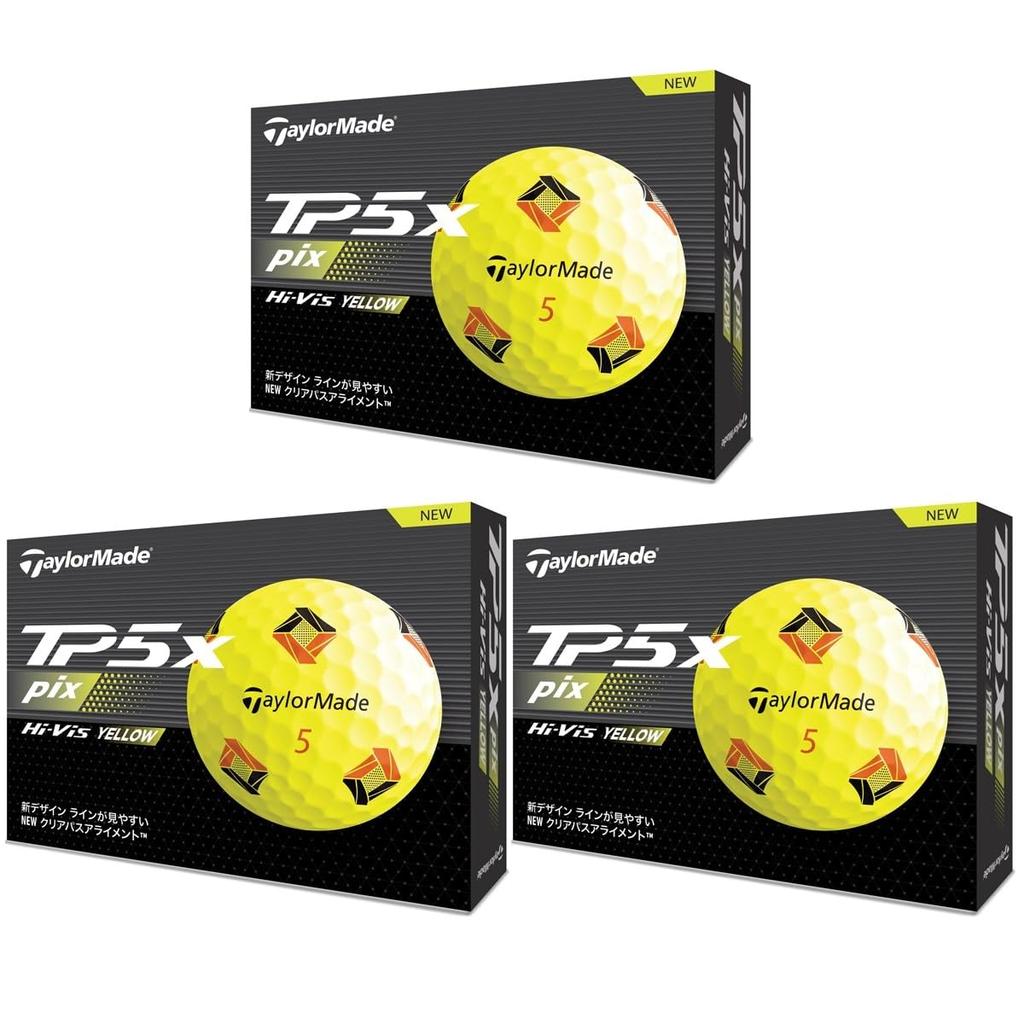 TaylorMade TP5 Balls and TP5x Pix 3 Dozen Set Yellow Balls, (36 Balls),