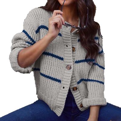 Long-sleeved Sweater for Women 2025 Autumn and Winter New Fashion Striped Loose Knitted Cardigan Jacket Top