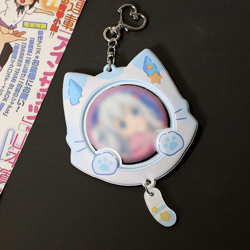 

1 Pc 5.8 Cm Cute Cartoon Badge Pin Holder Kawaii Anime Kitten Ear Badge Displaying Protector Portable Keychain Badge Cover Case
