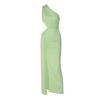 Women’s Elegant One Shoulder Maxi Dress, Ruched Bodycon Evening Dress with Side Cutout and Draped Detail, Sleeveless Floor Length Dress for Party