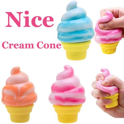 Nice Cream Popular Maltose Squishy Quick Rebound Squeezing Fidget Toy Soft Colorful Ice Cream Cone Soft Toy Surprise Present