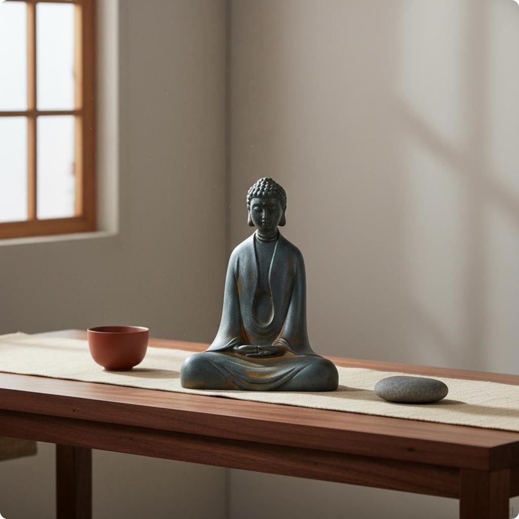 2 Pieces Meditative Buddha Figurine Retro Finish Statue for Desk, Living Room Style 1 Rust