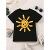 European Sizes SKETCH SUN Printing Versatile Comfort Breathable Round Neck Short T-shirt for Kids Clothes Boys