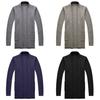 Men Sweater Coat Solid Color Soft Warm Breathable Stretchy Open Stitch Cardigan Long Sleeves Turn-down Collar Sweater Jacket Men Clothes