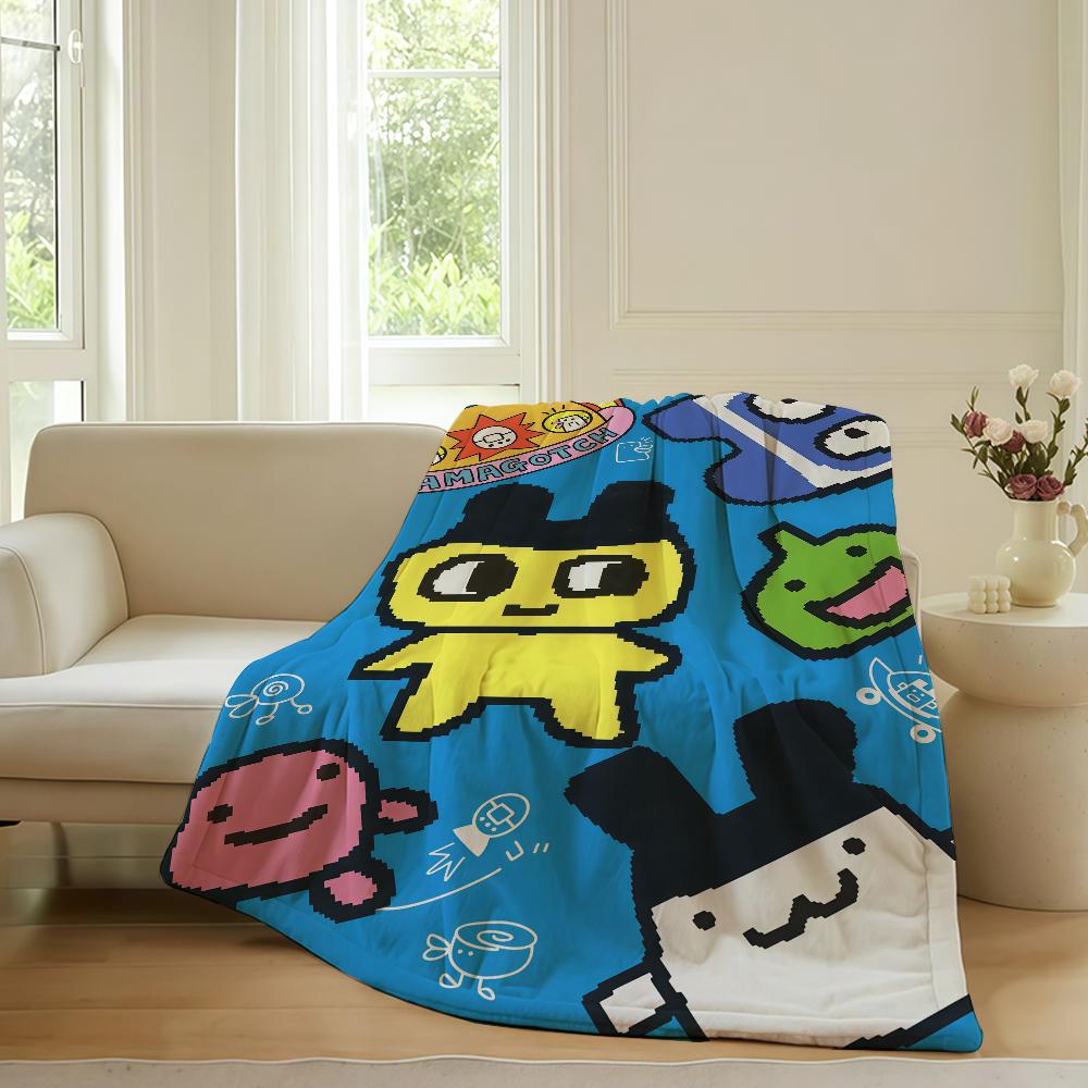 Cartoon cute T-TamaGotchiS Blanket For Sofa Office Bed Plane Travel Sleep Read Relax Camping Soft And Warm