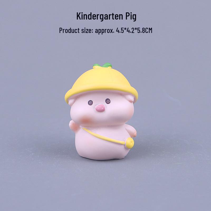 Creative Piggy Resin Ornament for Car and Office Decor