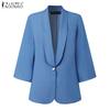 ZANZEA Women Casual Shawl Collar Loose 3/4 Sleeve Thin Cardigan Tops