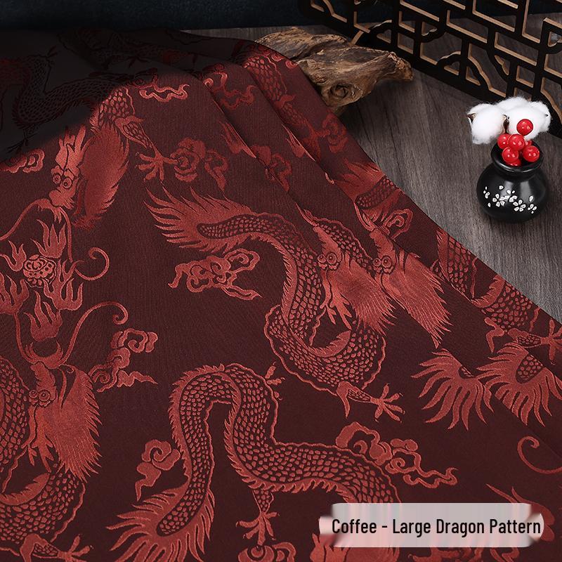 Phoenix Dragon Jacquard Silk Satin Fabric for Hanfu and Tang Suit Costumes