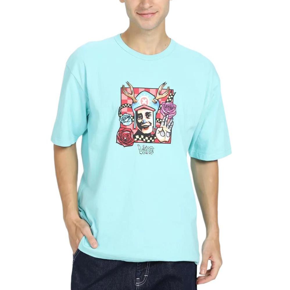 Vans X One Piece King Of Thieves Co Branded Collection T Shirts Unisex Lake Blue Crew Neck Moderate Straight Fit VN0008FVNAX