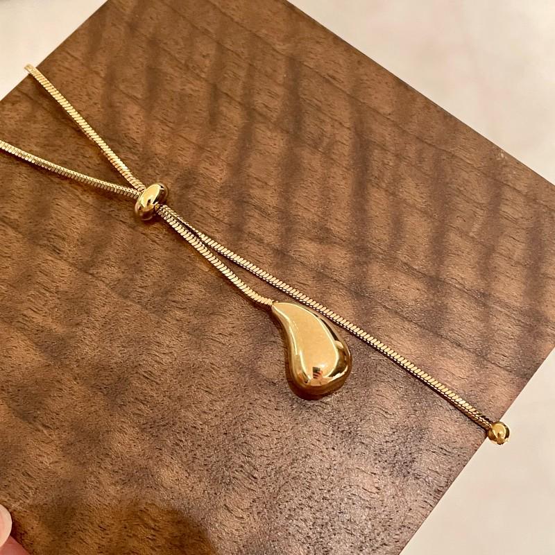 Korean Gold Water Drop Long Necklace—2026 High-End Fashion Sweater Chain for Women