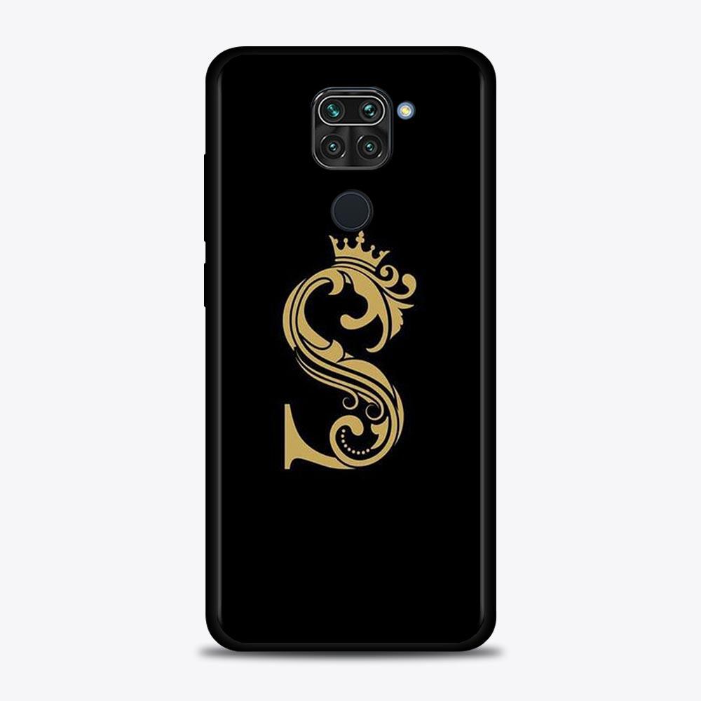 Shell For Xiaomi Redmi Note 11 10 9 8 7 Pro Max 9T 8T 9S Case for Redmi 10 9 8 9C 9A 8A 7A Luxury Golden yellow Crown Letter A-Z