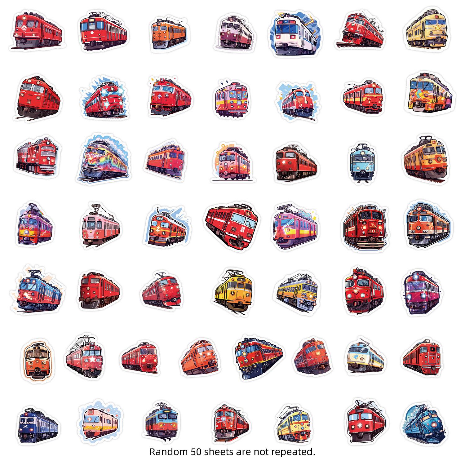 

50/100 Pcs Nordic Style Locomotive Doodle Creative Stickers for Laptop Scooter Helmet Fridge Stationery Box Notebook Game Decals