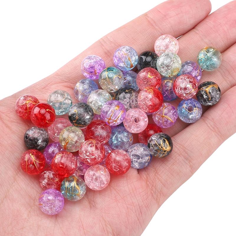 8mm/10mm Cracked Patterned Beads Irregular Color Acrylic Beads For DIY Jewelry Making