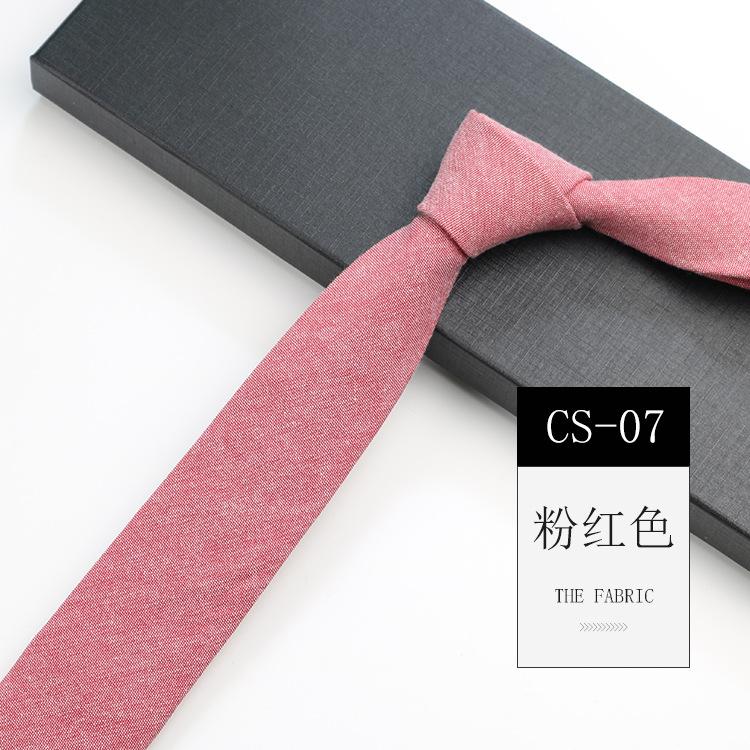 Men'S Tie Narrow 6Cm Hand-Made Cotton Casual Professional Shirt Literary And Simple Women'S College Pure Black Tie