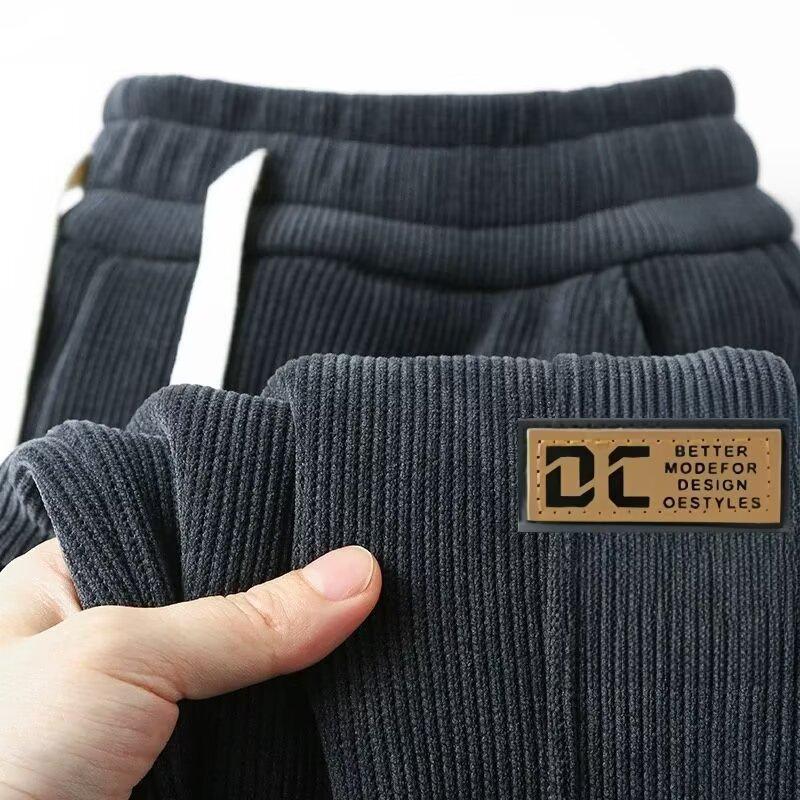 

Мужские спортивные штаны из вельвета и бархата с утолщенными манжетами — повседневные брюки большого размера для осенних и зимних видов спорта XL [110-130 lbs]