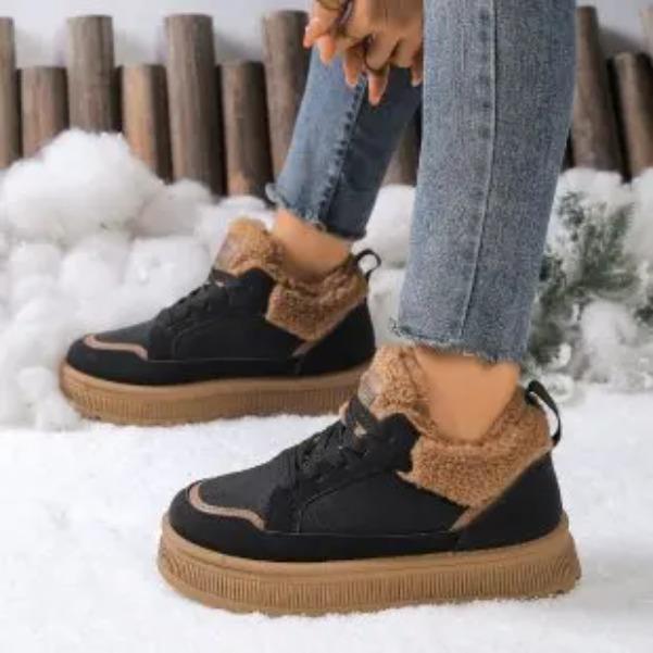 Women's New Winter Round-Toe Thick Soled Casual Warm Fluffy Shoes for Comfortable Anti-Slip Flat Low-Top Casual Boots