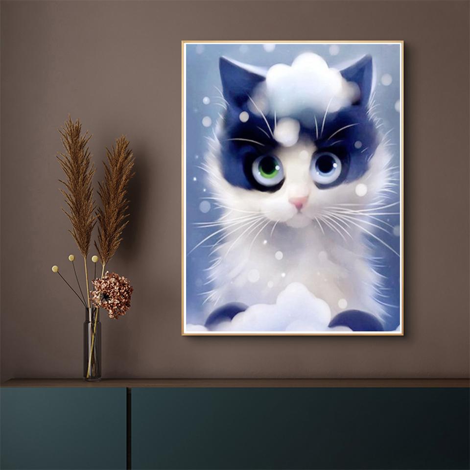5D DIY Diamond Painting Animal Cat Rhinestone Cross Stitch Kit Full Diamond Embroidery Gift Mosaic Home Decoration Art Picture