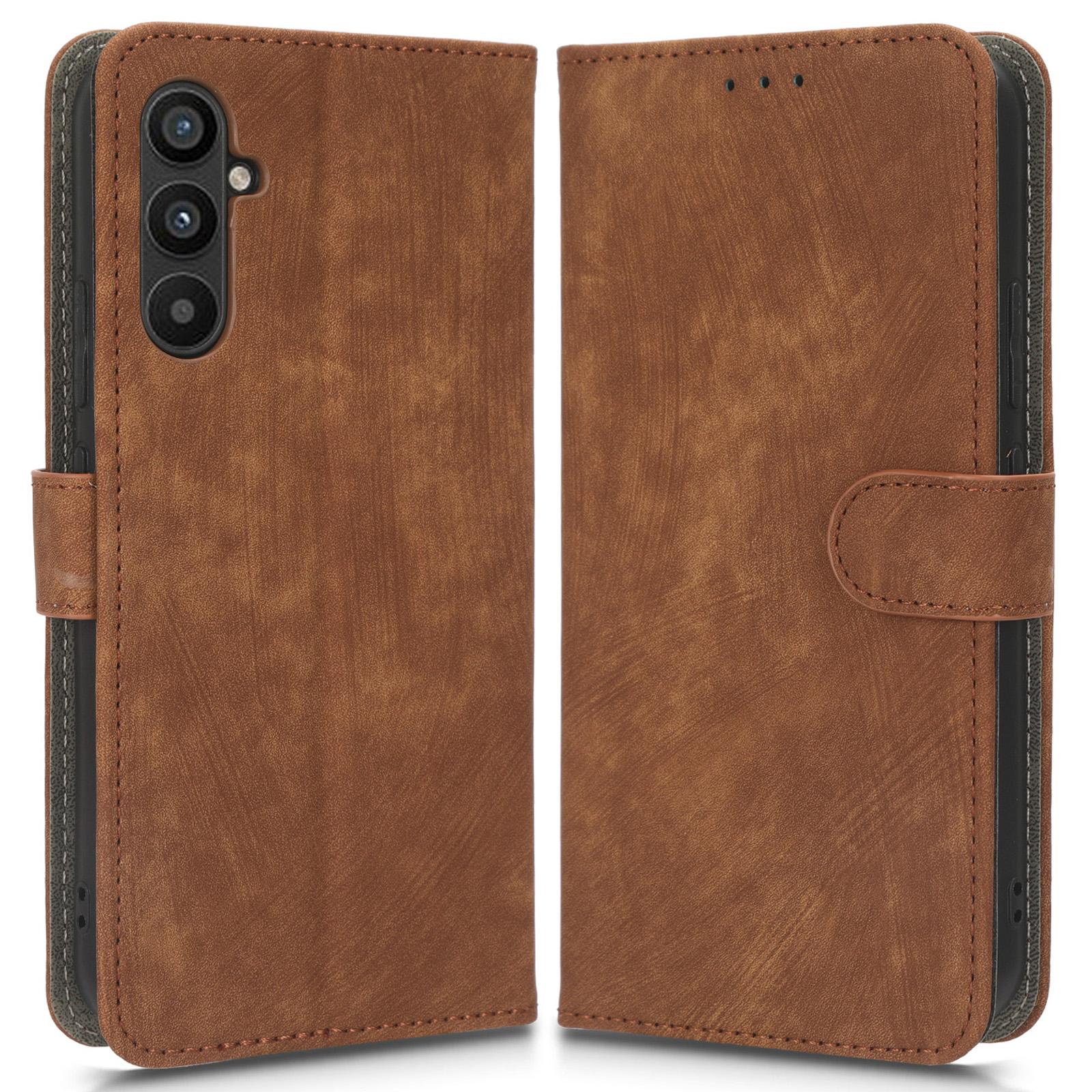 

Кожаный чехол-подставка для телефона Samsung Galaxy A34 5G с блокировкой RFID, обложка-кошелек Brown