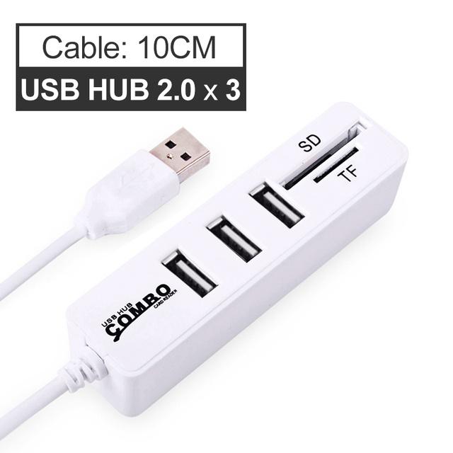 

USB-концентратор 3/6-портовый расширитель адаптера USB 3.0 Hub Multi USB Splitter 2.0 Hab 3 Hub 3.0 Несколько USB 3.0 USB-концентратор Картридер для ПК USB 2.0 x 3(10cm) белый