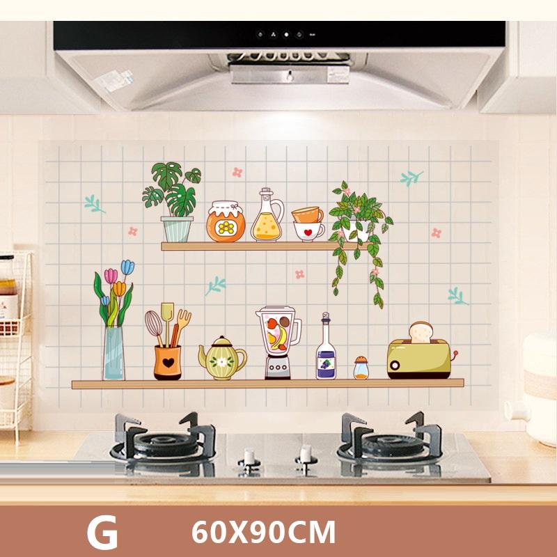 Kitchen Self Adhesive Oil-Proof Wall Stickers High-Temperature And Oil Smoke Resistant Tiles Sticker Proof Waterproof Wallpaper