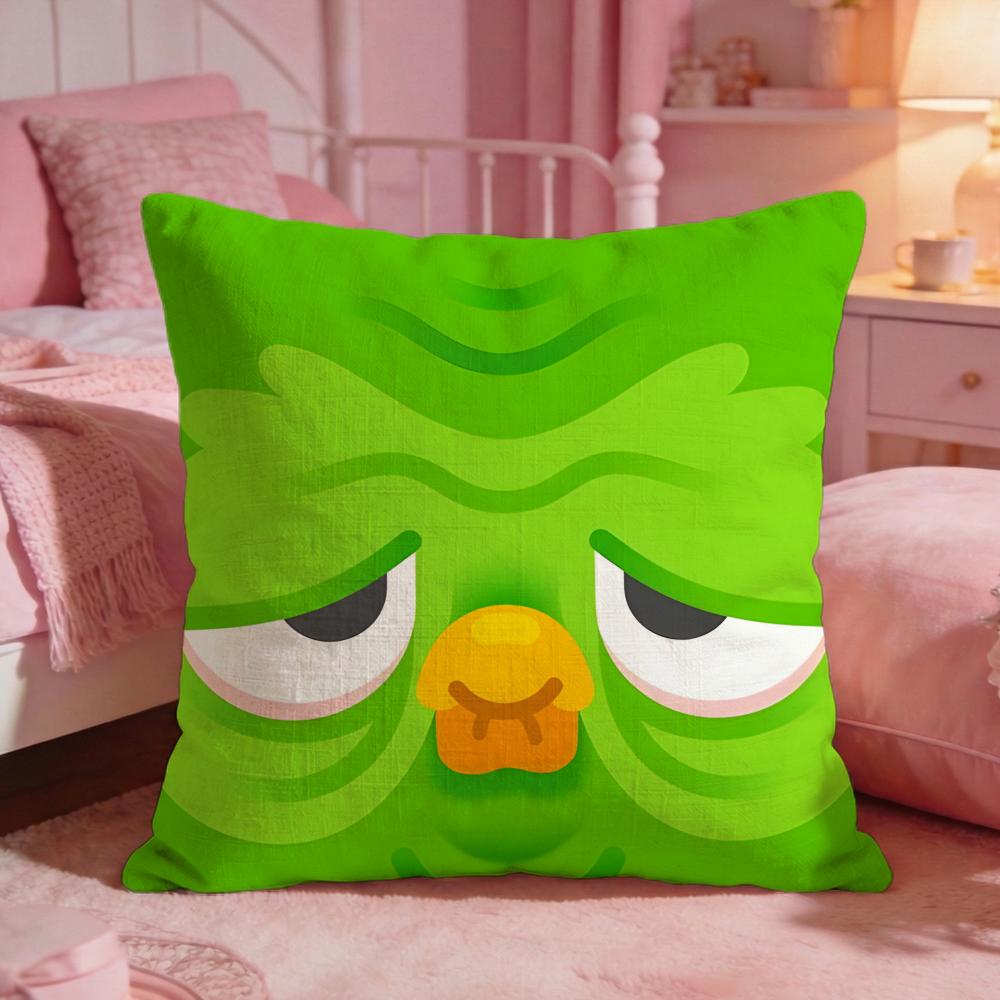 DDuolingos Cute Cartoon Cushion Cover Premium Comfort Reversible Pillow Cove Two In One Design For Any Room Car Interior