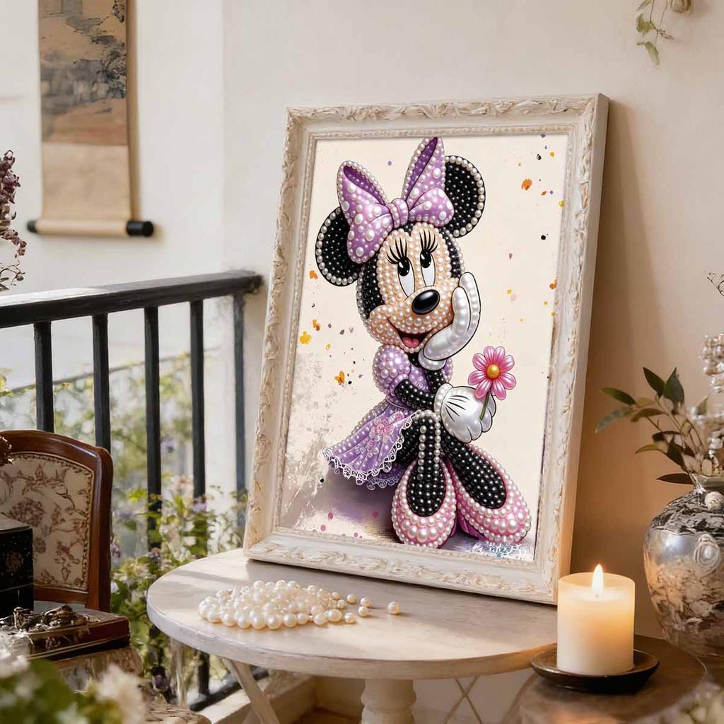 Disney Pearl Painting Minnie DIY Pearl Art Design Handmade Gifts Suitable for Wall Decoration, Home and Office Environment