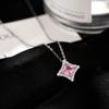 Banyan Tree Sterling Silver Diamond-Shaped Light Necklace for Women - Summer Luxury Square Clavicle Chain