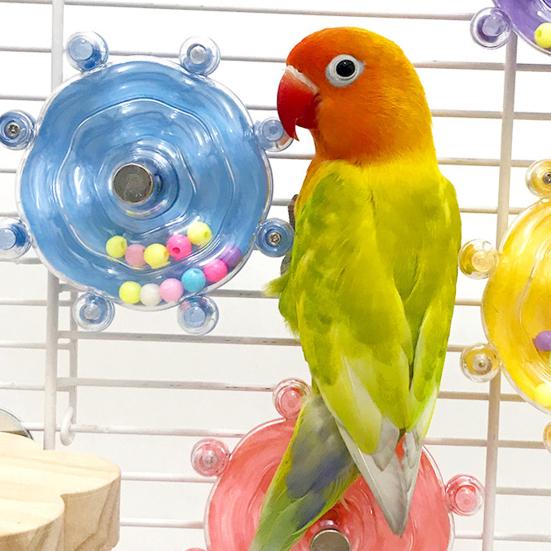 Parrot Spinner Toy Interactive Birds Spinning Wheel Chew Toy Rotating Treat Dispenser Puzzle Cage Accessory for Parakeets Conures Cockatiels