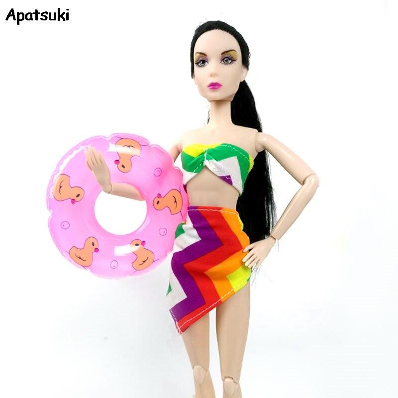 

Цветной геометрический бикини для куклы Барби, одежда, пляжный бюстгальтер, нижнее белье, спасательный круг, купальный костюм для куклы 1/6 BJD, аксессуары для детей разноцветный