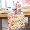 Happy Birthday Colorful Stars Linen Table Runner Party Decor Reusable Kitchen Dining Table Runner for Home Party Birthday Gifts