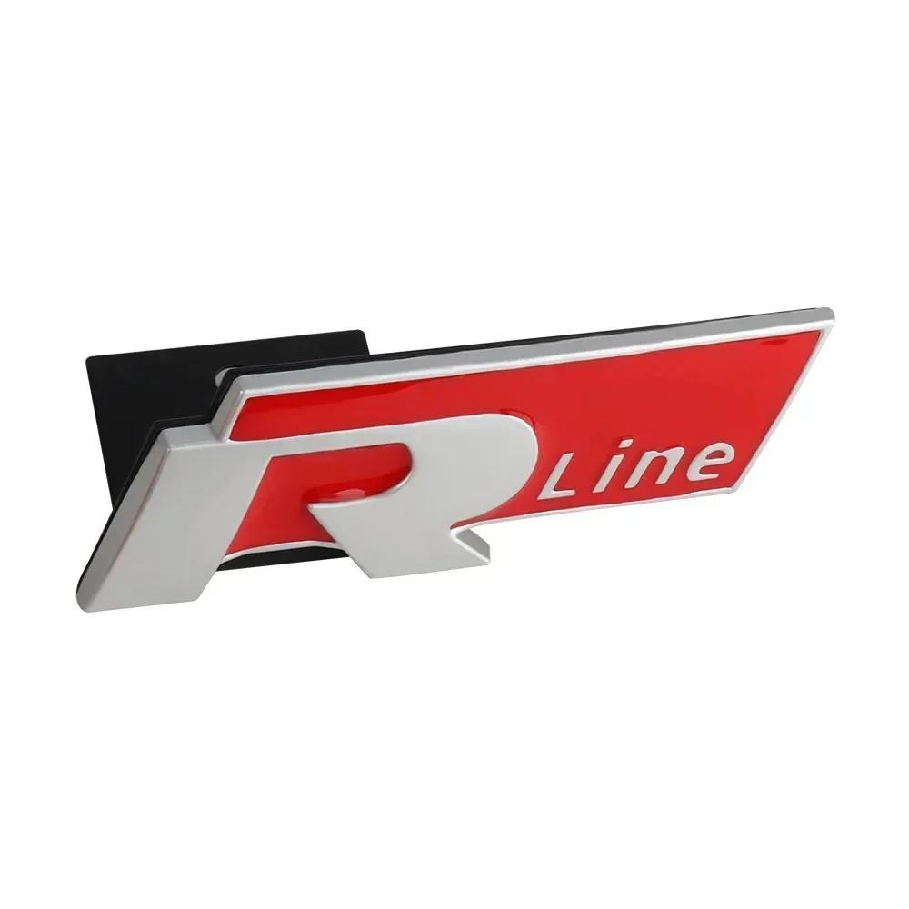 1Pc R Line Metal Car Front Grill Emblem Badge for Jetta Beetle CC Golf Passat Touareg Scirocco Lavida Tiguan Touran Accessories