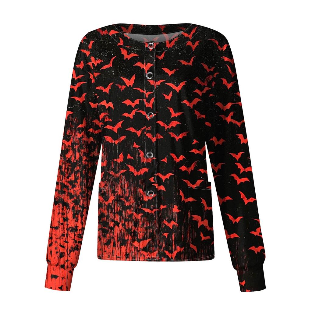 Dámské ležérní oblečení s dlouhým rukávem, jednořadové halloweenské oblečení s potiskem Cardigan Top oblečení Uniformy