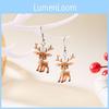 Christmas Deer Acrylic Earrings With Geometric Design For Holiday Party Wear