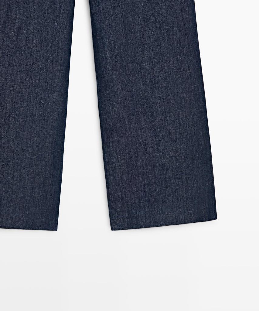 Masimodutti Linen Blend Wide Leg Denim Pants